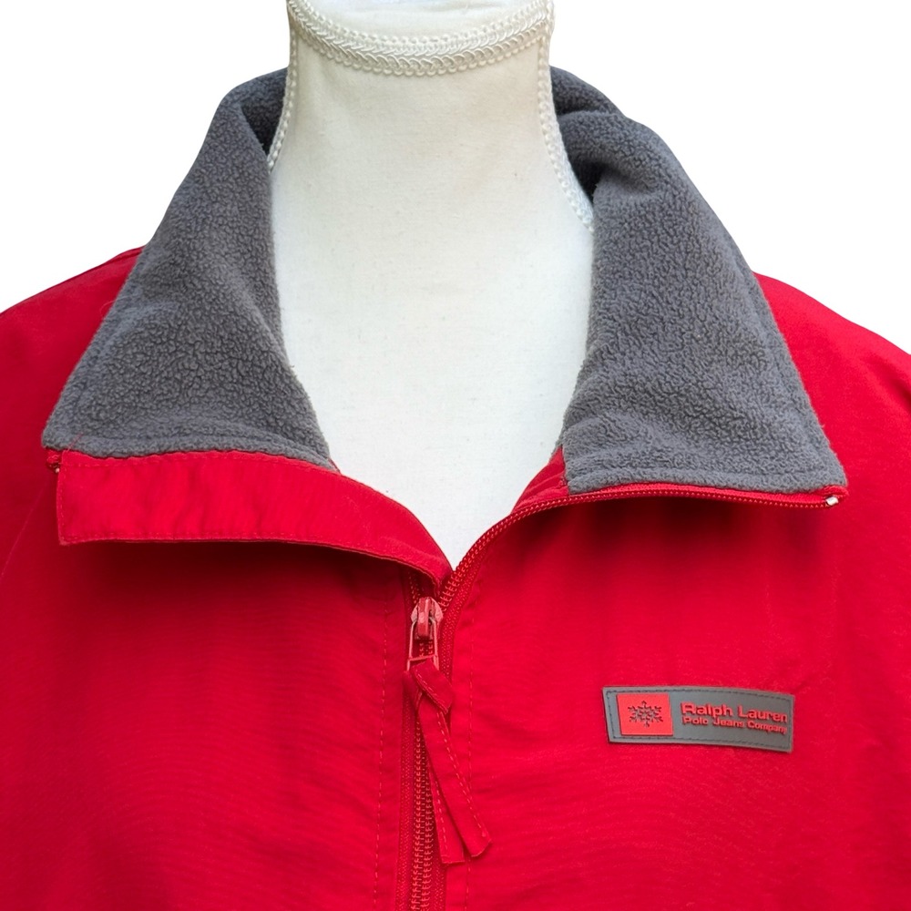 Polo Jeans Co‎ Ralph Lauren Women XL Red Jacket Fleece Lined Winter Coat Vintage